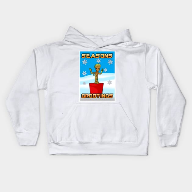 Seasons Grootings Kids Hoodie by SquareDog